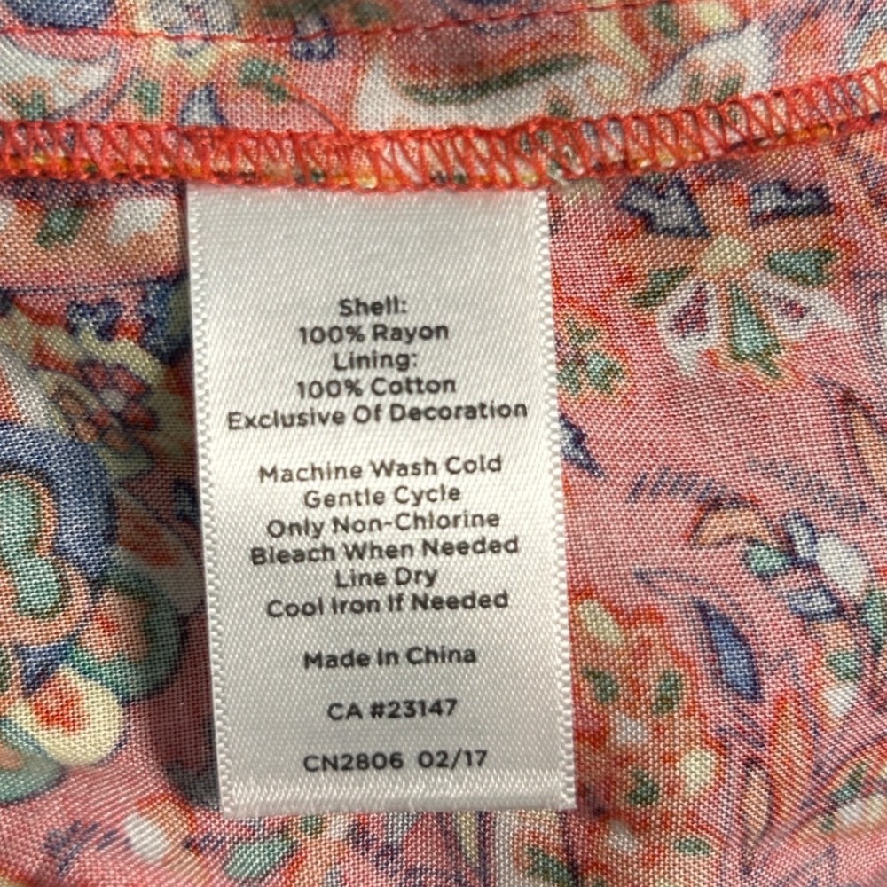 Talbots Orange Paisley Tiered Maxi Dress Sleeveless Rayon Cotton Lined Womens 4 - Picture 7 of 9